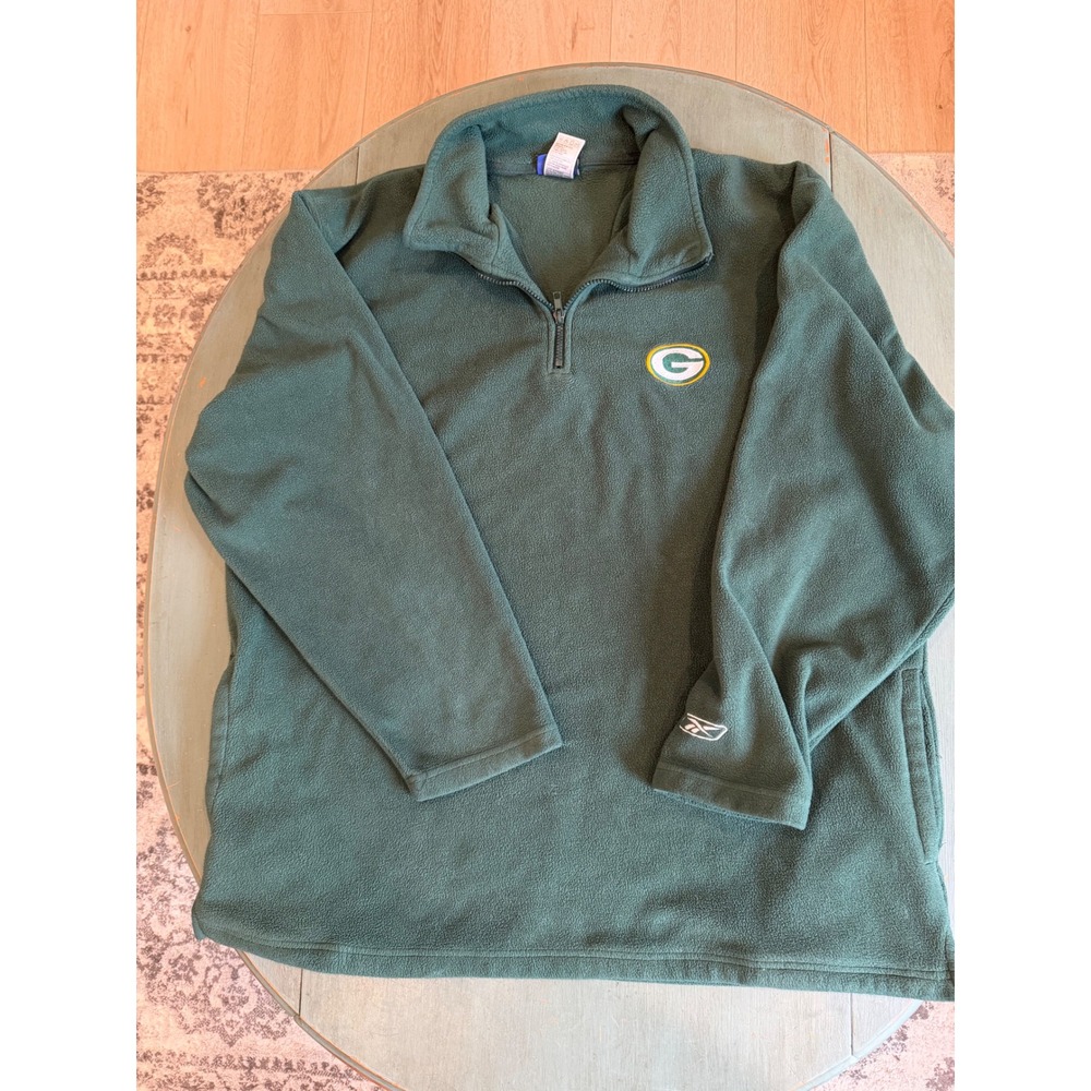 Reebok Green Bay Packers Fleece Quarter Zip Pullover Mens XL Green NFL 8111A 04
